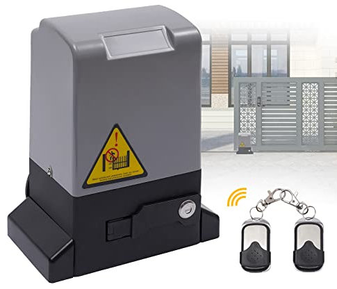 220V 370w Electric Sliding Gate Opener, 1400r/Min Door Opener Motor Kit Electric Gate Opener Kit Electric Automatic Sliding Gate Kit with Remote Control Infrared Sensors Max.600kg