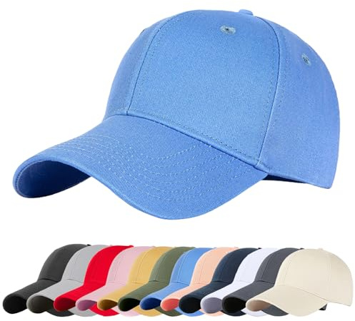 Enwokran Berretto da Baseball Donna Uomo Classico Cotone Cappellino Baseball cap Regolabile con Visiera Protezione Solare per Corsa all'aperto Tennis Golf Viaggi (Blu Denim)