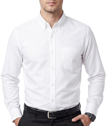 Cotton King 100% Cotton Oxford Shirts for Men Long Sleeve Button Down Shirt | Mens Dress Shirts, Regular Fit, Pre-Shrunk, breathable ,Soft,Box Pleat,Classic Business Casual Formal Wear, with Chest Pocket
