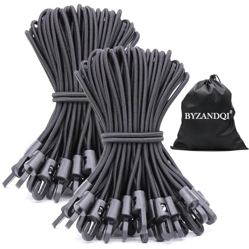 BYZANDQI Spanngummi mit Haken 100 Stück, Expander mit Haken 15 cm, Planenspanner Zeltgummis Gummispanner Planengummi Expanderschlingen für Planen Zelt Net Camping