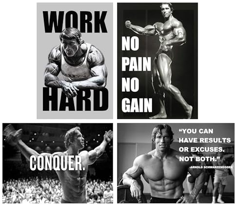NebulaNova Arnold Schwarzenegger Leinwand posters (4er-Set)-Body building Motivation poster - Wandkunst für Gym, Bürodekor, Dekorationen, Kein Rahmen 12x18inch(30x45cm)