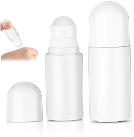 2Pcs Roller Ball Container Rollerball Bottle 50ml Roll On Bottle Empty Refillable Rollerball Bottle 1.5x3.9in Portable Travel Bottles for Essential Oil, Perfume, Sunscreen