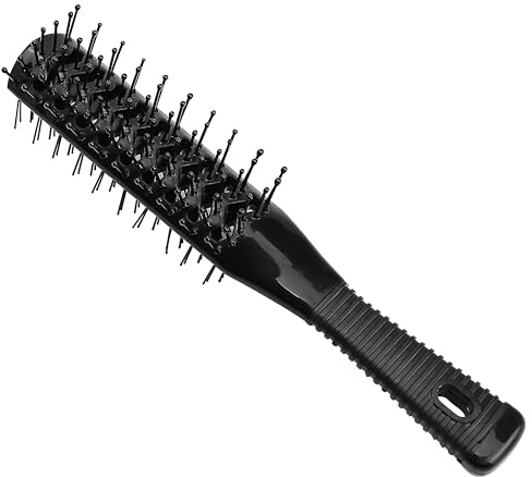 Vented Hair Brush, Anti Static Double Row 2 Sided Comb Best For Blow Drying Styling Care Style Mens Woman Women, Bristle Two Dual Vent Plastic Half Round Professional Brushes With Ballpoint Pins-Black
