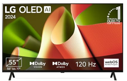 LG TV OLED 2024 | OLED55B4E | 55'' (139 cm) | OLED| Processeur α8 AI 4K |Dolby Vision & Atmos | Alexa