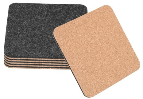 sourcing map 6 posavasos de fieltro y corcho para bebida, posavasos de corcho de 4 pulgadas con lado de fieltro para protección de mesas en interiores y exteriores, absorbentes, antideslizantes