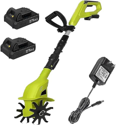 WANGYYDS Cultivador Eléctrico De 20 V | Ancho De Trabajo De 25 cm, Profundidad De Trabajo De 10 cm | Azada | Cultivador | Fresadora De Jardín | Azada Eléctrica - 250 RPM,1battery