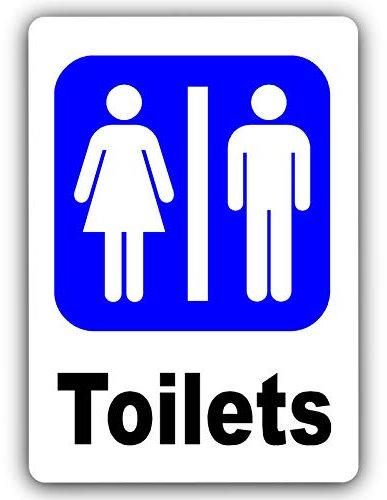 METAL Aluminium Tin Toilets Sign UNISEX Logo WHITE Blue Toilet Lavatory Restroom Door Notice Office Shop Home Warehouse School Workplace Bathroom LARGE 280x190mm ME18