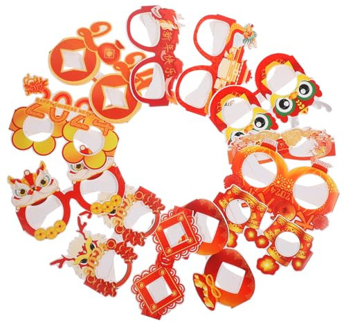 KOMBIUDA 12stücke Drachen Partybrillen Papierbrillen Chinesische Silvesterbrillen Leichte Papierbrillen