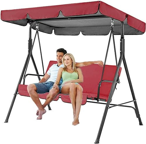 Outdoor Schaukel Baldachin Ersatz mit verstellbarem Veranda Schaukelstuhl Bequeme und atmungsaktive Sitze für Garten Balkon Hinterhof 3 Personen Schaukelstuhl