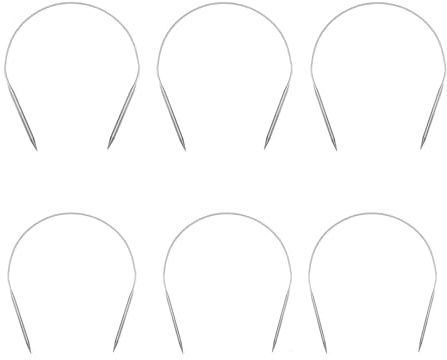 6-delat set med rundstickor, rundstickor av rostfritt stål (43 cm/16,9 tum), sticknålsset för strumpor, tröjor, mössor, halsdukar, virkningar, gör-det-själv, US: 8,7,6,5,4 och 3 (5,0, 4,5, 4,0, 3,75,