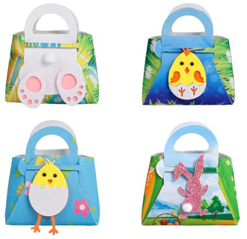 4er Set Oster Filztaschen für Kinder, DIY Ostergeschenkbeutel mit Griffen, Wiederverwendbare Taschen für die Ostereiersuche und Osterkörbe – Kreative Ostern Dekoration und Geschenkideen