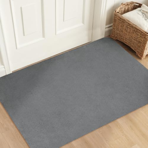 Aoxisicoo Schmutzfangmatte 90x200cm,Superdünn InnenFußmatte,Saugfähiges Rutschfester Teppich,strapazierfähige Türmatte,Für Eingangsbereich,Küche,Terrasse,Haustür,Hellgrau