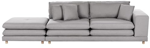 Beliani Sofa mit Ottomane 2-Sitzer Stoffbezug grau gepolstert japanischer Stil Heden