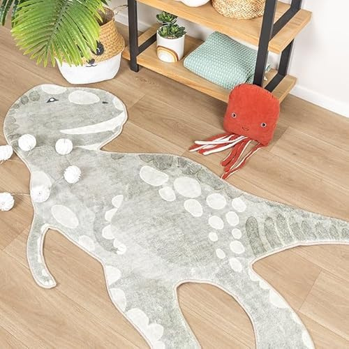 Little Olly Waschbarer Kinderteppich - Wild Dino - 120x170 cm | Tier - Krabbeldecke - Spielmatte - Kinderzimmer - Jungen - Mädchen