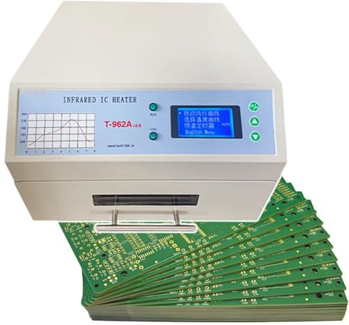 HCAUYNN Four à Souder par Refusion avec éCran D'Affichage, TempéRature RéGlable De 0 à 280 °C, Station De Soudage Infrarouge Intelligente, pour Le Soudage De PièCes De Circuit,T962A-110V