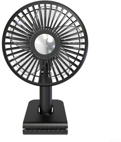 CWOQOCW Small Fan USB Desk Fan, Mini USB Cooling Fan For Car Truck Desk Strong Wind DC 5V 3-Speed Silent Fan With Light Shaking Head ﻿(Black)