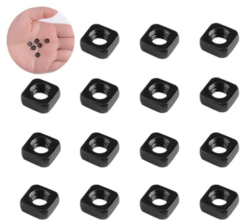 INCREWAY Tuercas cuadradas negras, 200 tuercas cuadradas M3 de acero inoxidable 304, tuercas métricas gruesas con caja