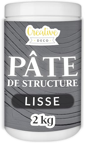 Creative Deco Smidig Texturpasta 2 kg Mörkgrå Fin Pasta för Konstprojekt För Akrylmålning Lätt att Applicera med Spatel För 3D-Effekter, Strukturer, Texturer