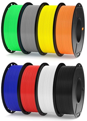 ELEGOO Pack de 8 Bobines de Filament PLA 250g 1,75 mm, 8 Couleurs de Filaments pour Imprimante 3D Précision Dimensionnelle +/- 0,02 mm, 8 Bobines de 250g