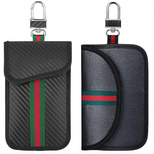 Siganorpy 2 Pack Assorted Faraday Pouches, Car Key Signal Blocker Pouch, RFID Blocking Anti‑Theft Bag, Keyless Entry Remote Fob Protector, Anti‑Hacking Security Case for Vehicle Keys