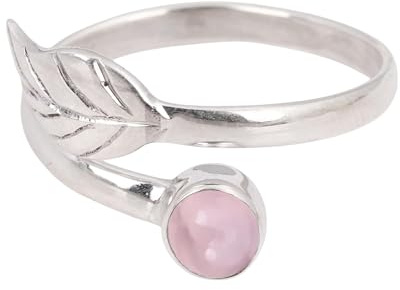 Amethyst Ring Designer Leaf Adjustable 925 Sterling Silver Rings for Women Girl Round Stone Ring Unique Artisan Jewelry
