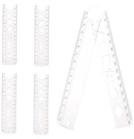 5 reglas plegables de 15 cm/30 cm, regla plegable de limpieza precisa y clara con forma geométrica, herramientas de medición para niños, escuela, oficina