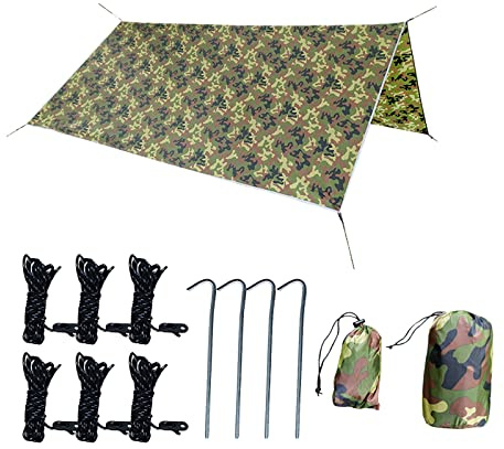 Camping Tent Tarp Sail Canopy Camouflage Tarpaulin Shelter Sun Shade Patio Garden