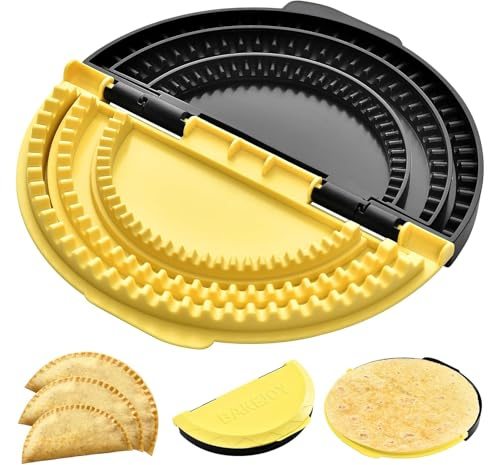 FrostyFlair 3-in-1 Tortilla Press, Removable 15.2–20.3–25.4cm Tortilla Sealer, Quesadilla Maker, Sealer, Empanada Press, Yellow & Black