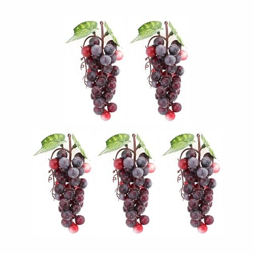 caiyjhao 5PCS Agate Rubber Simulation Grape Cluster Lifelike Simulation Grape Fruit Used for Vine Garland Frame Decoration Wine Kitchen Decoration Shooting Teaching Props Enlightenment (36Grains)