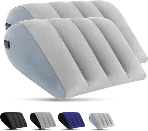 Cuscino gonfiabile a cuneo per dormire, confezione da 2 pezzi, cuneo portatile per schienale, posizionatori del corpo, sollevamento delle gambe, supporto per il reflusso acido, russare, campeggio