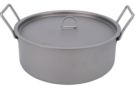 TIKATARER Ti Stockpot 2.3L, Multipurpose Cooking Soup Pot with Dual Handles Compatible with Induction Cooker Electric Stove & Open Ideal for Camping Picnics & Home Kitchen