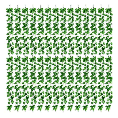24 Pack 178ft Artificial Ivy Garland with 30 Cable Ties, 52.8m Total Fake Vines Hanging Greenery Silk Scindapsus Leaves for Garden Wall Bedroom Aesthetic Wedding Party Home Decoration