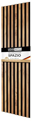 wohnartig® Akustikpaneele SPAZIO 1,404 m² – 260 cm x 54 cm* Set – (Set = 2 Stück 260 cm x 27 cm) | Farbe: Eiche Gold Craft 879 | Wandverkleidung | Akustikpaneel | Wandpaneele auf Filz | Akustikfilz