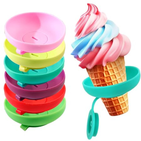 ARHZ 6 Pcs Ice Lolly Holder,2-in-1 Silicone Ice Cream Holder,Popsicle Holders for Kids,Ice Lolly Drip Catcher,Silicone Drip Free Popsicle Holder for Kids,Reusable,Summer Party