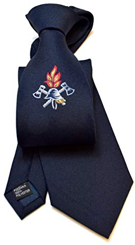 ADAMANT©️ - Feuerwehr-Krawatte - (Langbinder), 150cm lang, 7,5cm breit - DEUTSCHE MARKENQUALITÄT - Dunkelblau