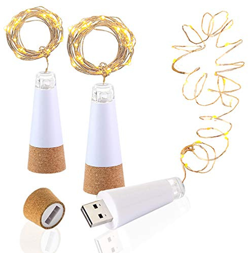 LED Cork Flasche Lichterkett, USB Powered Akku, 1.9 m 20 LEDs, Kupfer Draht String Sternenhimmel LED Lichter für Startseite Küche, Hochzeit, Halloween, Weihnachten, Partei Decor (warmes weiß, 3 Stück）