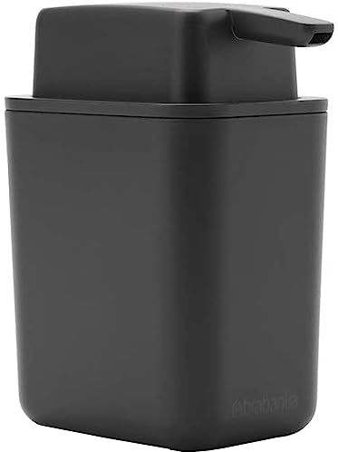 Brabantia Refillable Soap Dispenser 250 ml, Easy-Fill, Non-Drip, Handwash Pump for Bathroom or Kitchen, Dark Grey