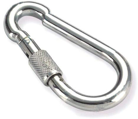 Constrabo | 1x Karabiner mit Schraube 140x12 mm| DIN 5299 C | Stahl Verschlusskarabiner 430 kg| Schnapphaken & Schraubverschluss | Feuerwehr-Karabinerhaken groß, Schraubkarabiner Sicherheitskarabiner