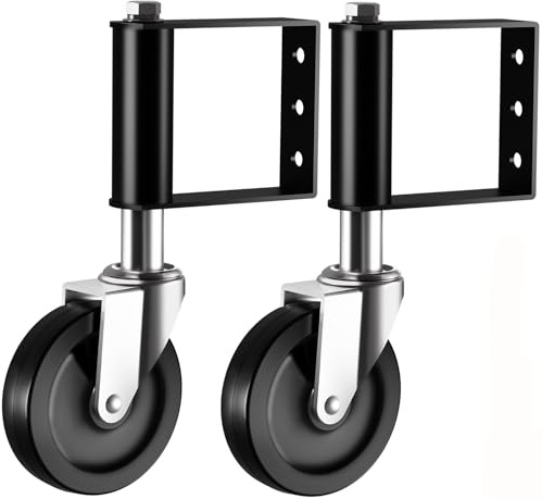 Ronlap 2er Federbelastete Torrollen Set, robuste Gummi-Torlaufrolle 100 mm mit Universal-Montageplatte, 100 KG Belastbarkeit, für Gartentor, Bauernhof, schwarz