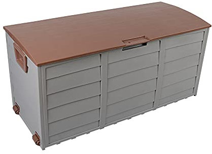 1 Click Buy Outdoor Garden Plastic Storage Utility Chest Cushion Shed Box - Ideal for Outdoor Cushions, Parcels Tools Toys Shed Overflow (290L, Brown)