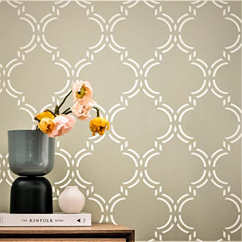 PINKIPO®, Marokkanische Elegant, (40,6 x 101,6 cm) XL Schablone, ethnische große Wandschablone, klassische geometrische Wandschablonen zum Malen, Schablonen für Wände, marokkanische Wandschablone