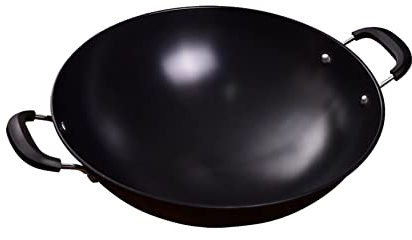 YYUINU Wok De Hierro Fundido, Wok Grande, Sartén para Wok De Hierro Fundido De Doble Oreja, Negro,50cm/19.7inch