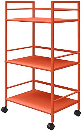 DHP Furniture Cache Metal Rolling Cart Orange Serving Trolley