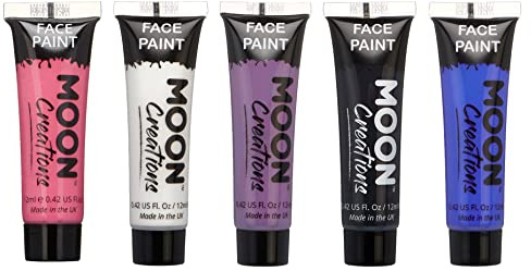 Moon Creations Gesichts- und Körperfarbentuben, Gender-Fluid-Set, gebrauchsfertige, ohne Flocken, tierversuchsfrei, Gesichtsfarbe, Kostüme, Feste, Halloween für Kinder, Erwachsene (Braun, 12 ml)