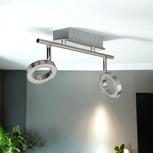 Proyector LED de superficie cristal alargado 34 cm largo 2 luces salón comedor techo spot lámpara de techo