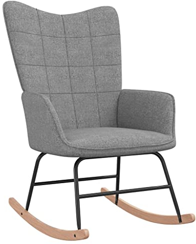 vidaXL Schaukelstuhl, Sessel Schwingstuhl mit Armlehne, Schaukelsessel Relaxstuhl mit StahlBeinen, Relaxsessel Schwingsessel Wohnzimmer, Modern, Hellgrau Stoff