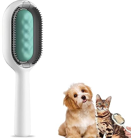 COITROZR Dog Brush With Water Tank-ChicSoleil Pet Hair Removal Comb With Water Tank Add Essence Liquid Massage Portable Professional Cat Brushes Pet Hair Remover For Grooming &Cleaning (Color : Blue-
