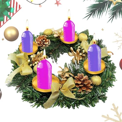 Fenytay Adventskranz, Kerzenständer Rund, Weihnachtsdeko Adventsgesteck Weihnachtsgesteck, Weihnachtskranz Dekokranz Kerzenkranz Adventsleuchter, Weihnachts-Adventskranz, Weihnachtsdeko Tischkranz