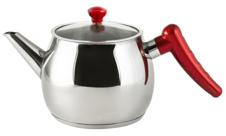 INOXPRAN Bollitore in Acciaio Inox 18/10, Coperchio in Vetro, Fondo Induzione, Lt1.5