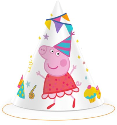 BeenSmile, PEPPA PIG Geburtstagshüte, Partyhüte aus Pappe, Kindergeburtstag Dekoration, Geburtstag Party Hüte, 6 Kappen